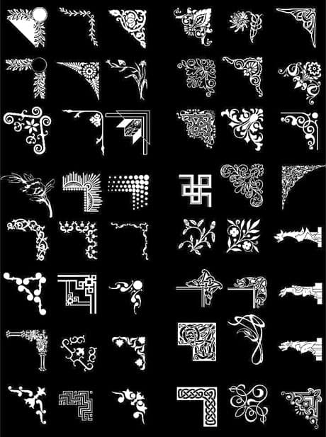 Decorative Corner Ornament Collection Vector File (DXF, CDR, SVG)