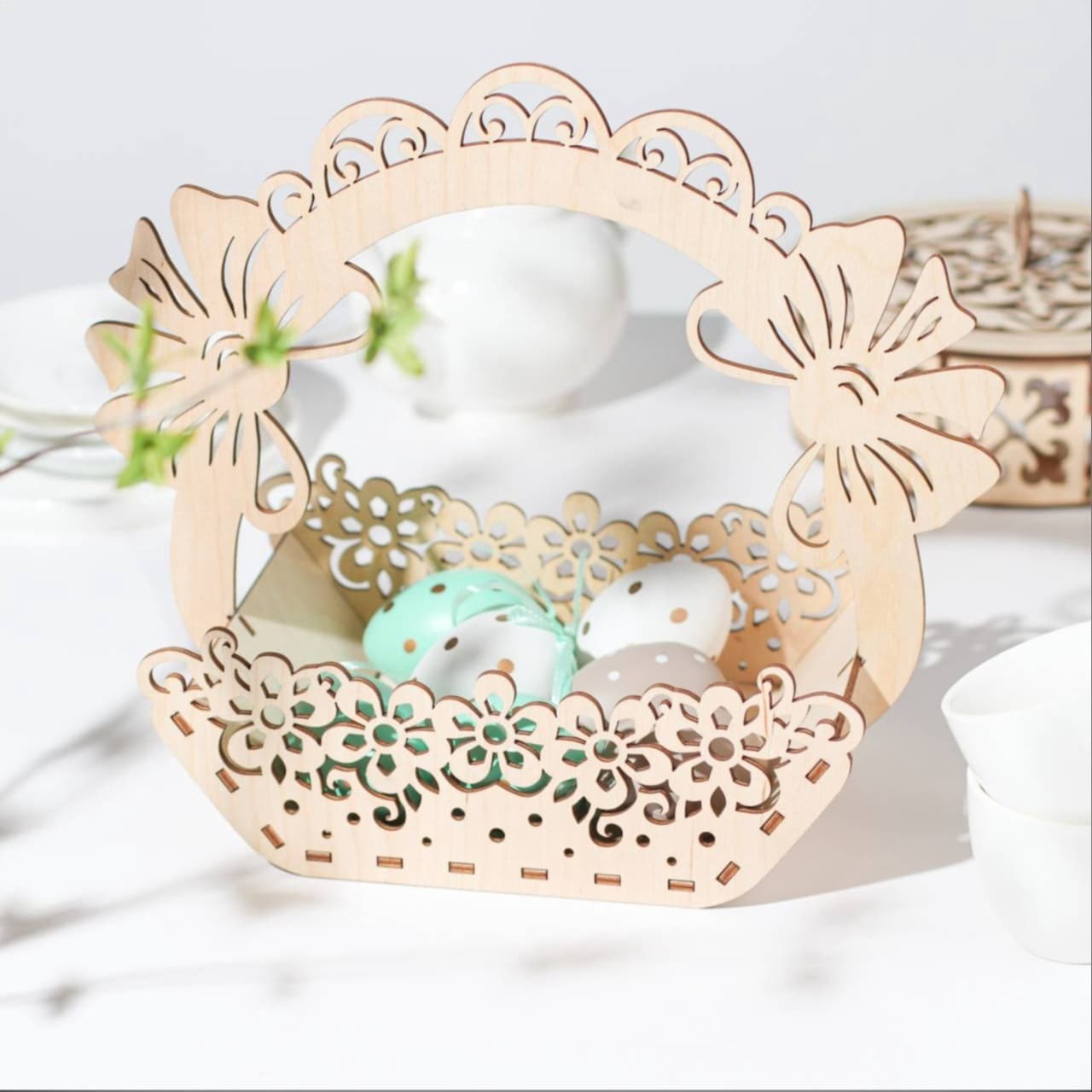 Decorative Easter Basket Laser Cut Vector File