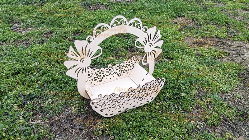 Decorative Floral Easter Basket Laser Cut Vector File