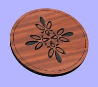 Decorative Floral Round Coaster Laser Cut DXF Vector File