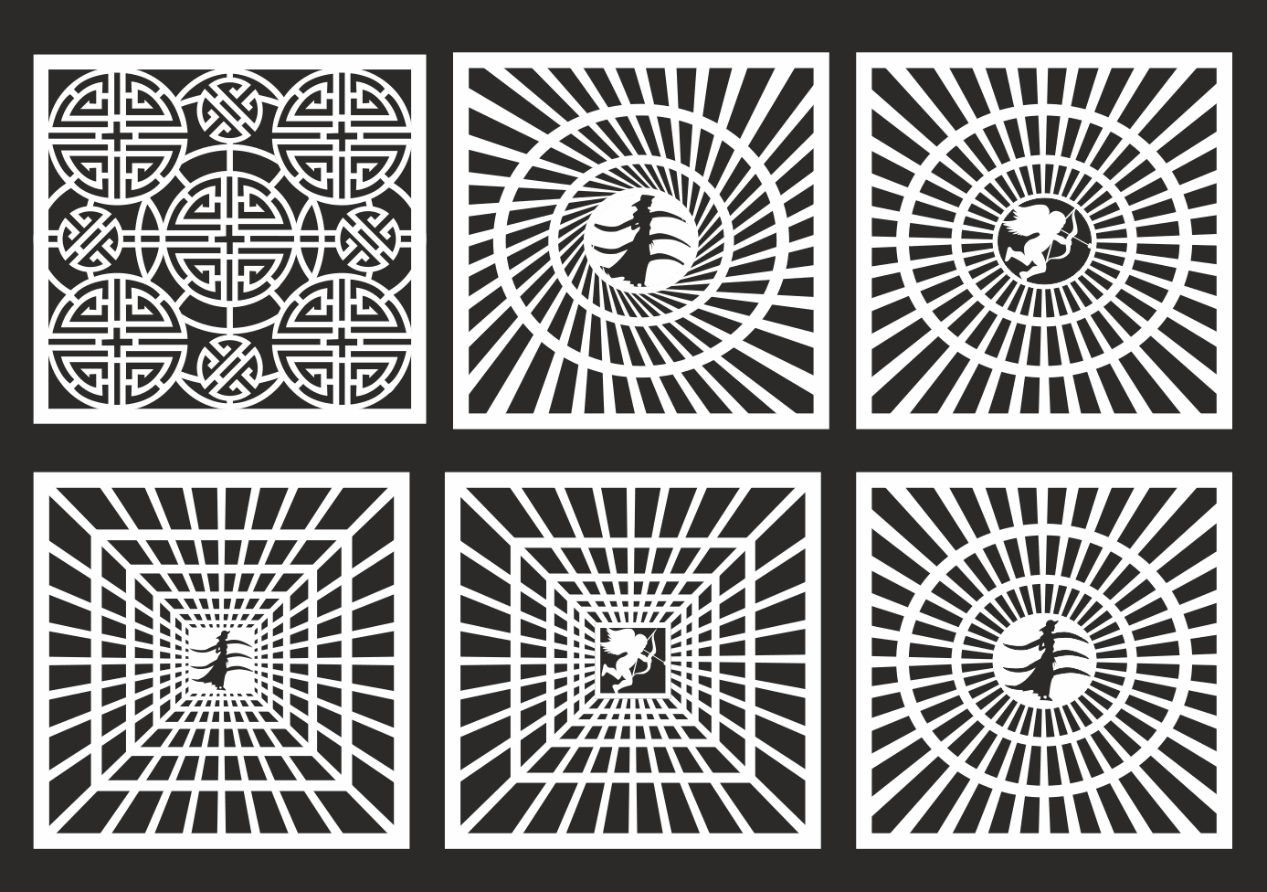 Decorative Geometric and Artistic Laser Cut Panels Vector Set