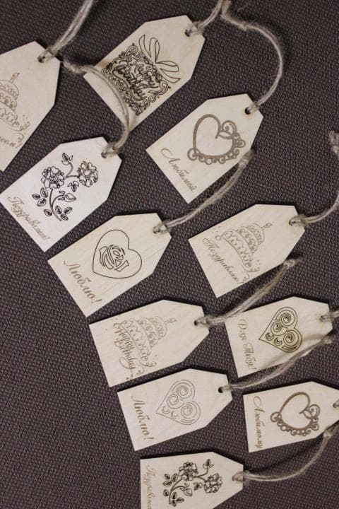 Decorative Gift Tags Set for Laser Cutting, Free Vector File