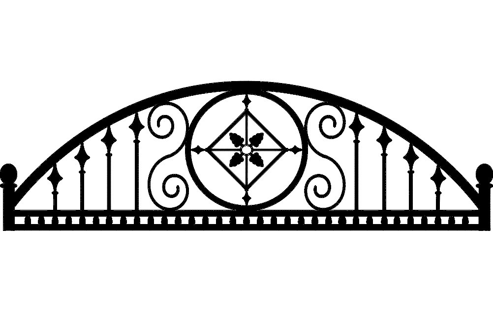 Decorative Ironwork Arch Panel Vector Design DXF