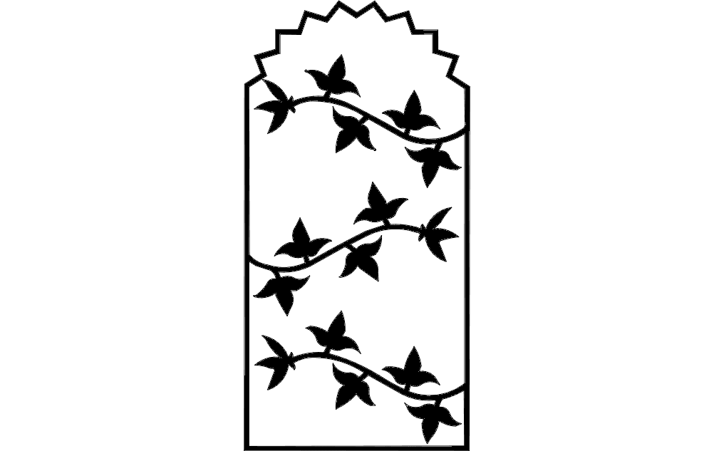 Decorative Ivy Vine Panel Vector Design for Laser Cutting DXF