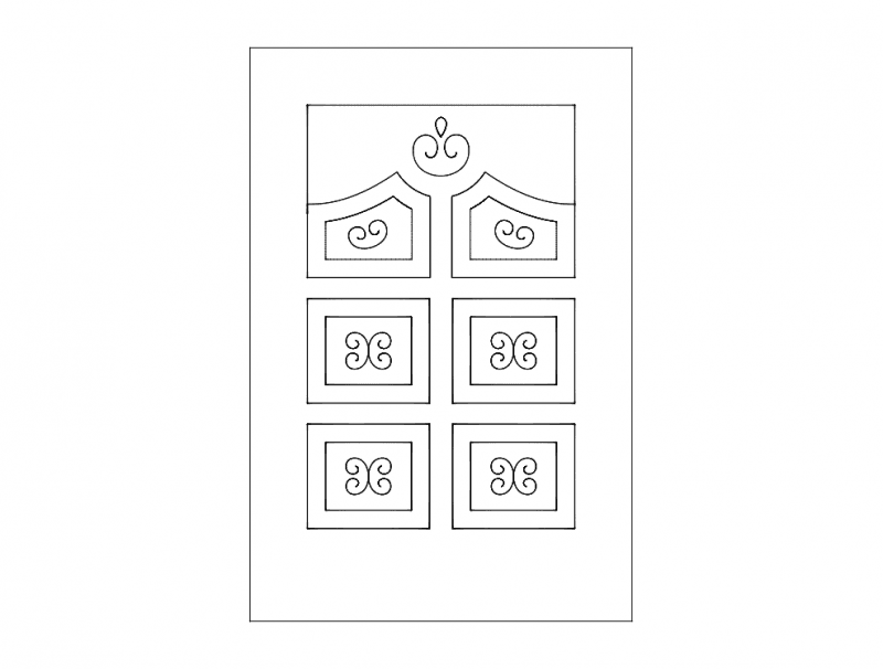 Decorative Panel Door Design DXF File for CNC Cutting