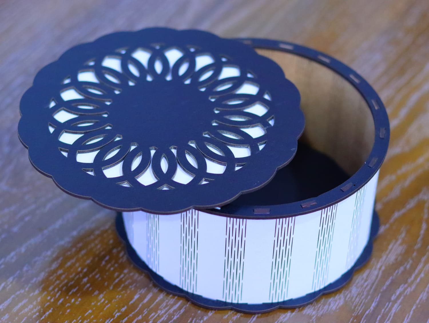 Decorative Round Laser Cut Jewelry Gift Box DXF CDR Template