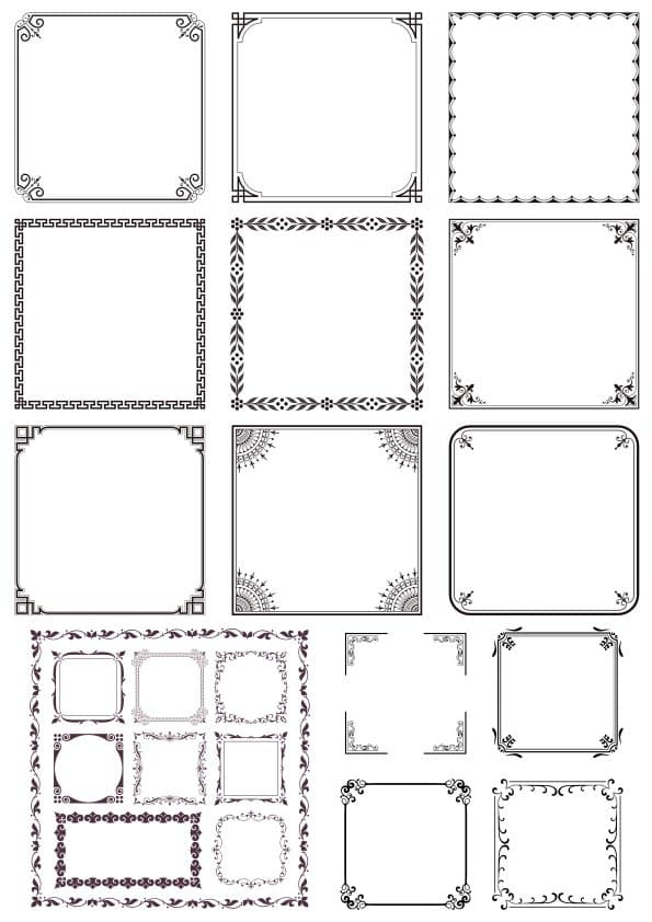 Decorative Square Frames and Vintage Borders Vector Set (DXF, CDR)