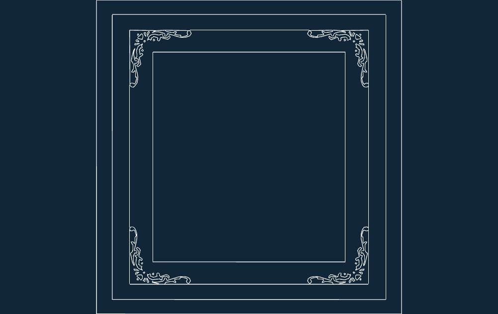 Decorative Square Picture Frame Vector DXF File
