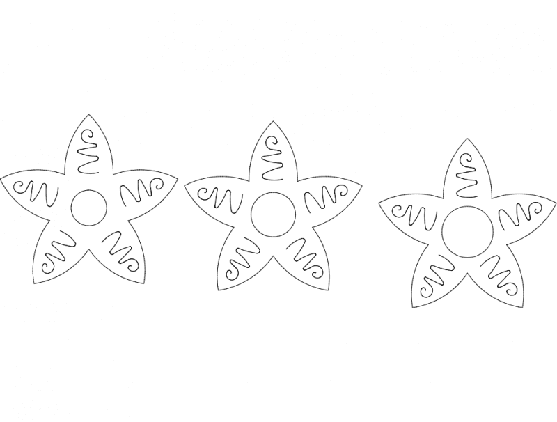 Decorative Swirl Star Ornaments DXF Vector File