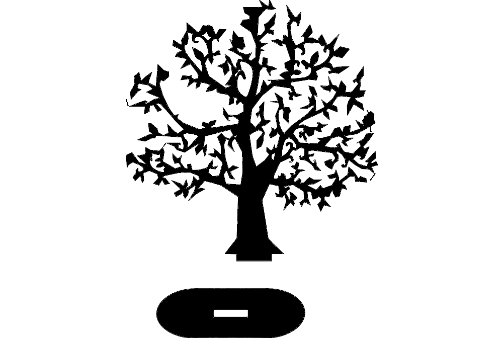 Decorative Tree with Base Stand DXF Vector File
