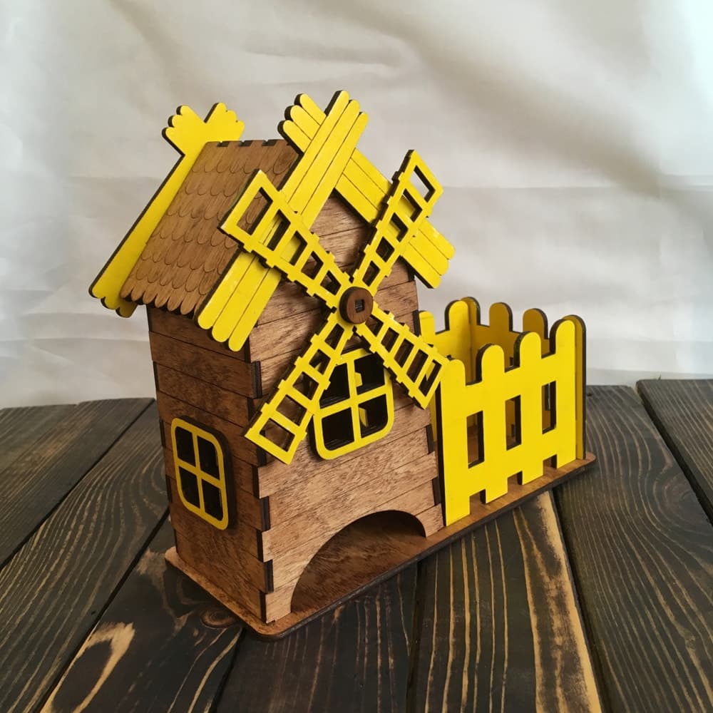Decorative Windmill Tea Bag Holder Laser Cut File