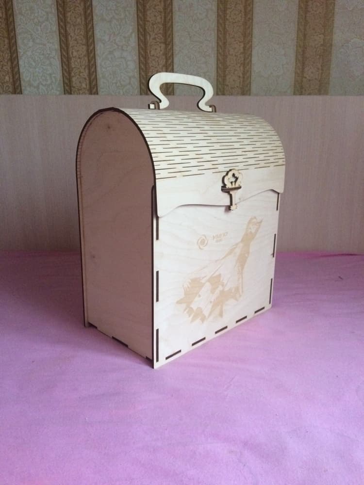 Decorative Wooden Chest with Handle - Laser Cut Vector File