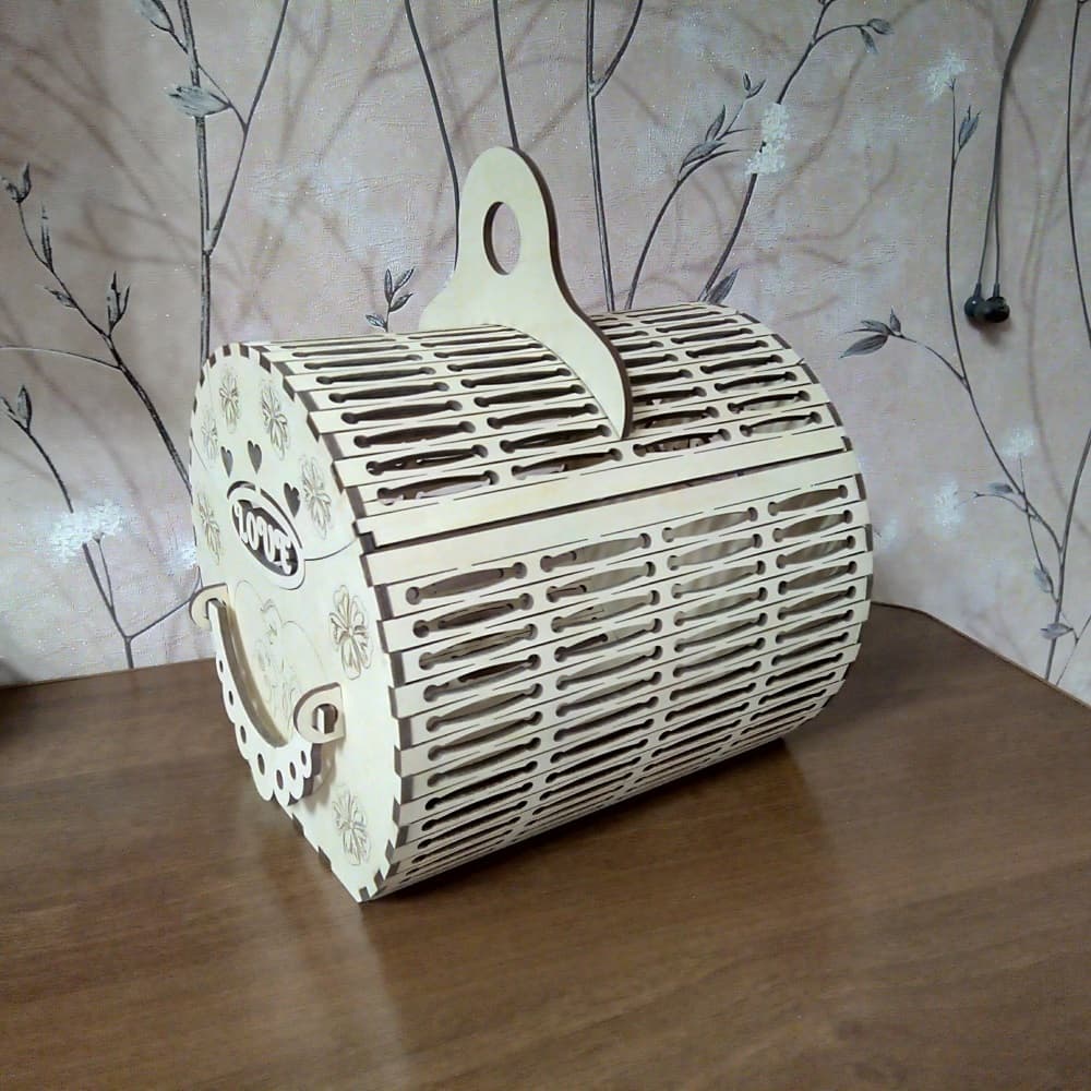 Decorative Wooden Gift Basket Laser Cut Vector File