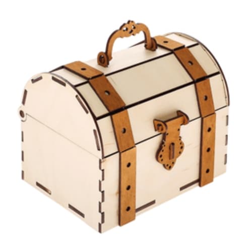 Decorative Wooden Treasure Chest Laser Cut 3D Puzzle Vector