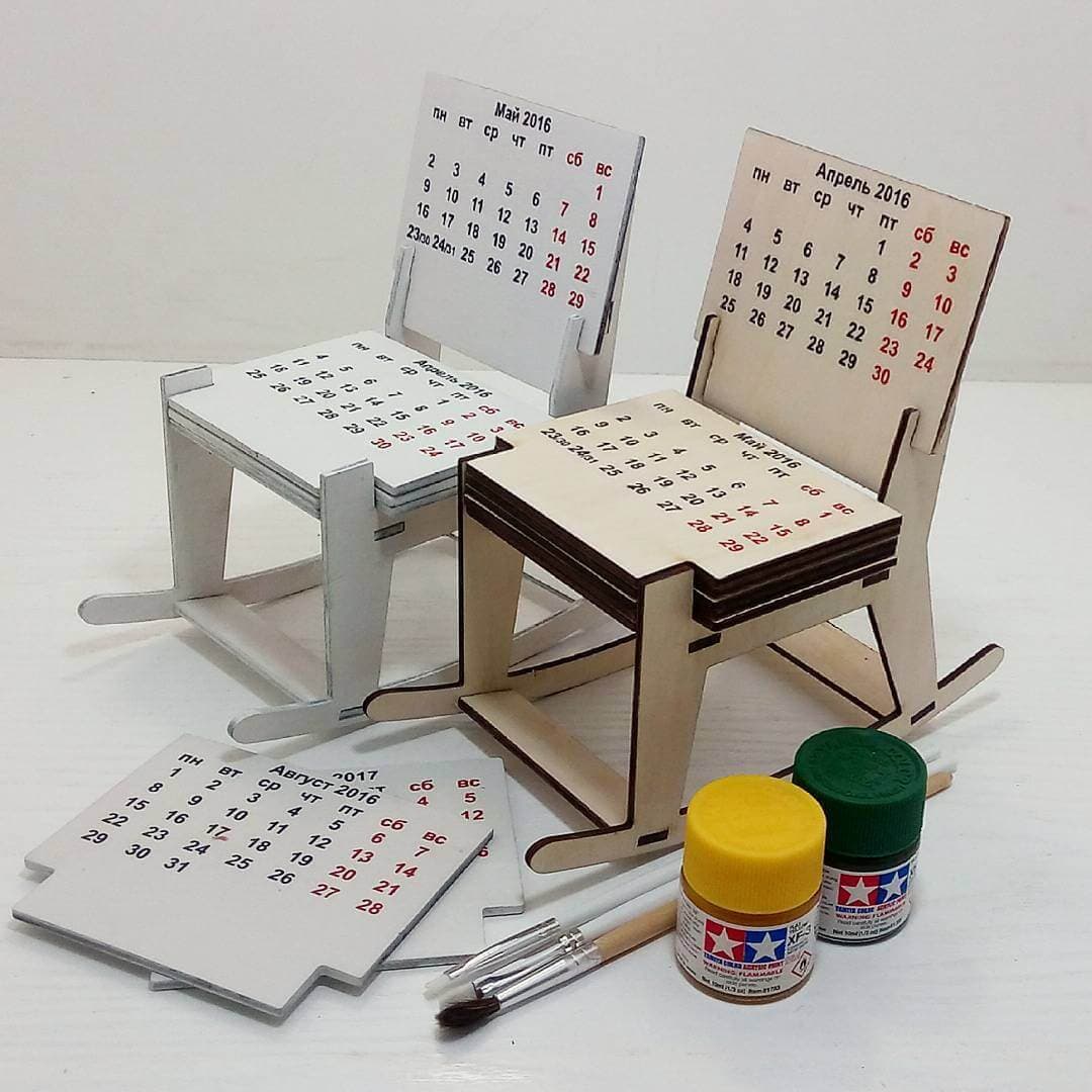 Desktop Perpetual Calendar 3D Puzzle Laser Cut Vector File