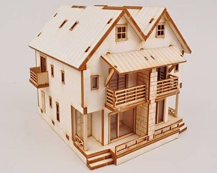 Detailed 3D Wooden Dollhouse Laser Cut Vector File