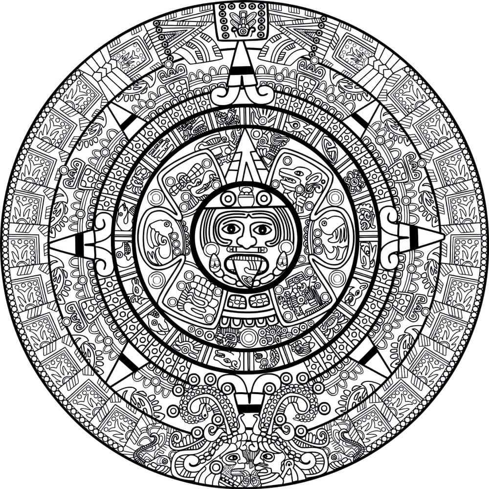 Detailed Aztec Mayan Calendar Vector Design Free Download