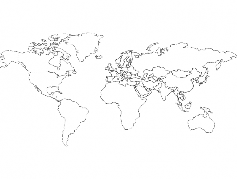 Detailed World Map Vector Design for Laser Cutting DXF