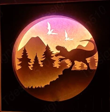 Dinosaur Shadow Box Laser Cut File DXF Vector