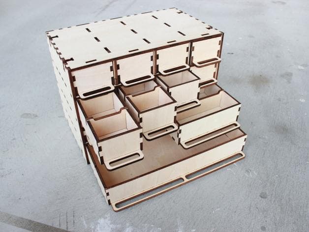 DIY Desktop Organizer with Drawers Laser Cut File (SVG/DXF)