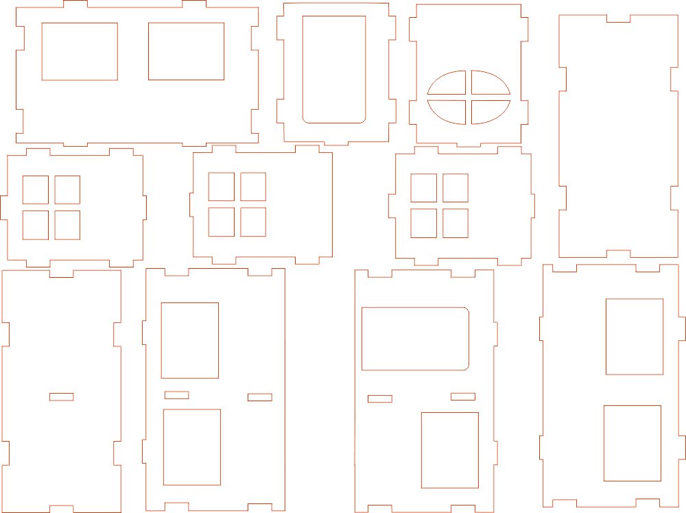 DIY Dollhouse Modular Wall Panels Laser Cut Vector DXF