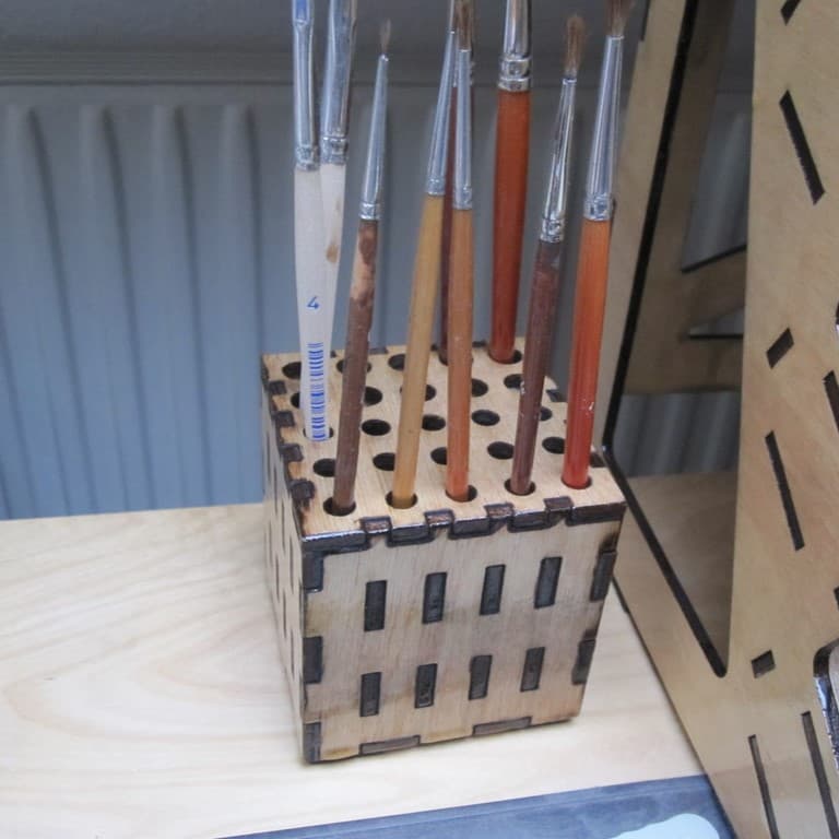 DIY Laser Cut Paint Brush Organizer Stand Vector File