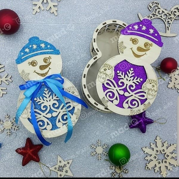 DIY Snowman Gift Box Laser Cut Template Vector File