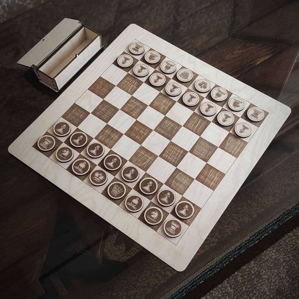 DIY Wooden Chess Set with Board and Box - Laser Cut Vector File