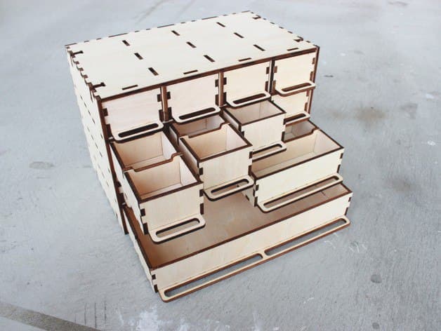 DIY Wooden Multi-Drawer Storage Organizer Laser Cut Vector File
