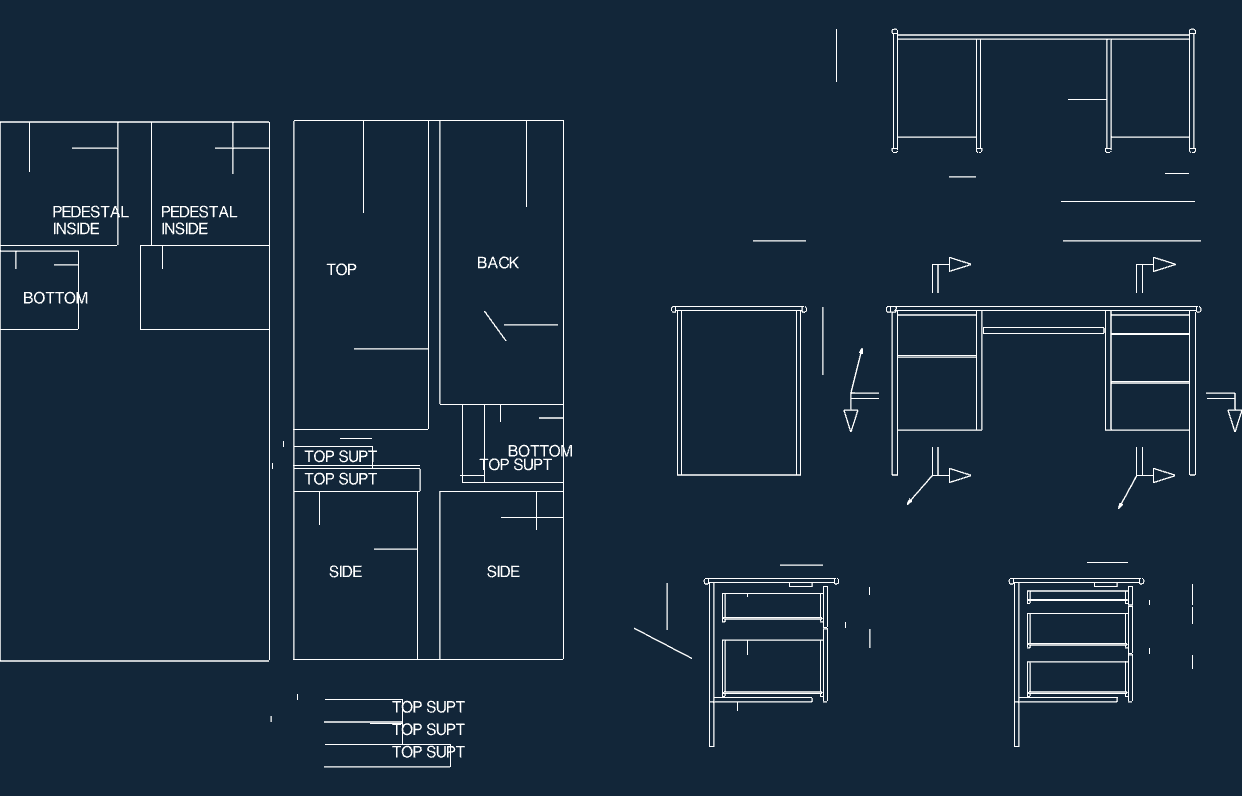 Double Pedestal Office Desk DXF Vector File for CNC