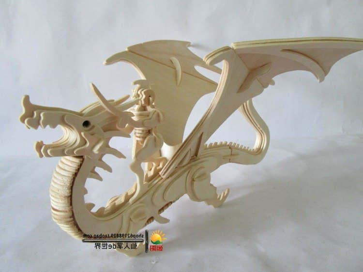 Dragon Rider 3D Wooden Puzzle Vector File for Laser Cutting