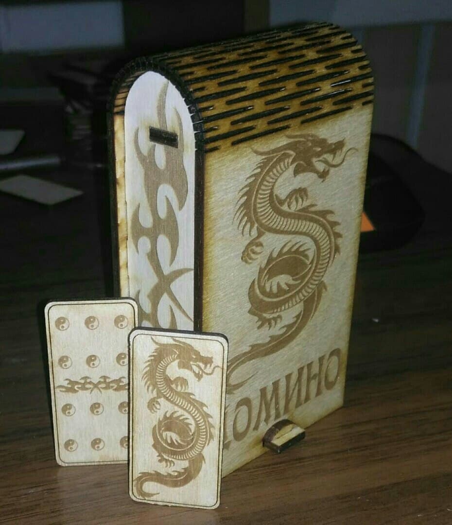 Dragon Theme Domino Set with Storage Box Vector Files