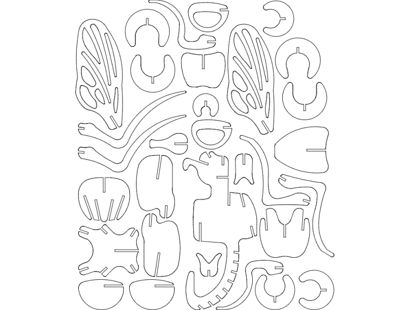 Dragonfly 3D Puzzle Laser Cut Vector File