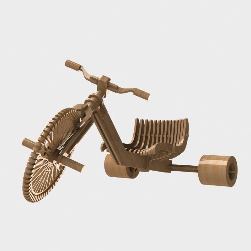 Drift Tricycle 3D Puzzle Laser Cut Vector File