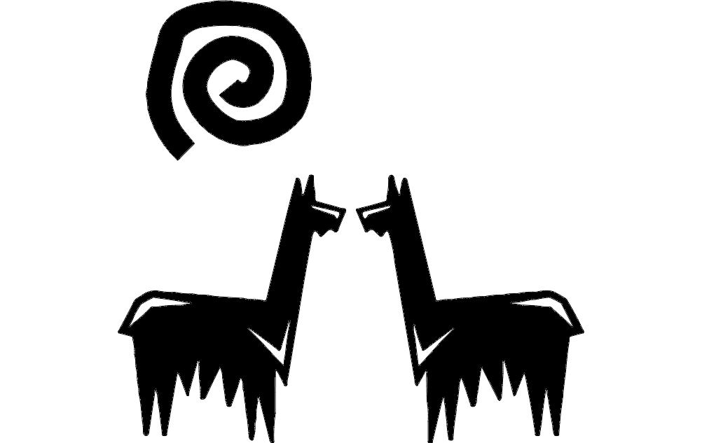 Dual Llama Silhouette with Spiral Motif DXF Vector File