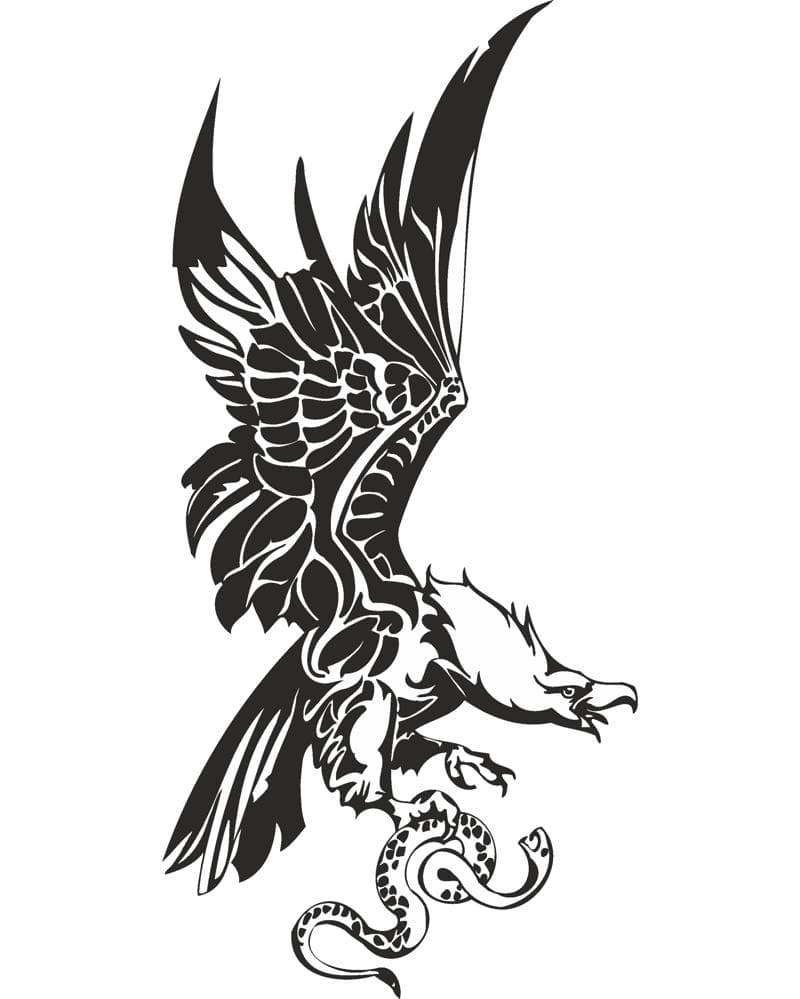 Eagle Catching Snake Vector Design for Laser Cutting (DXF, SVG)