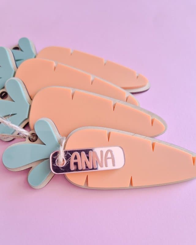 Easter Carrot Name Tag Vector Design for Laser Cutting