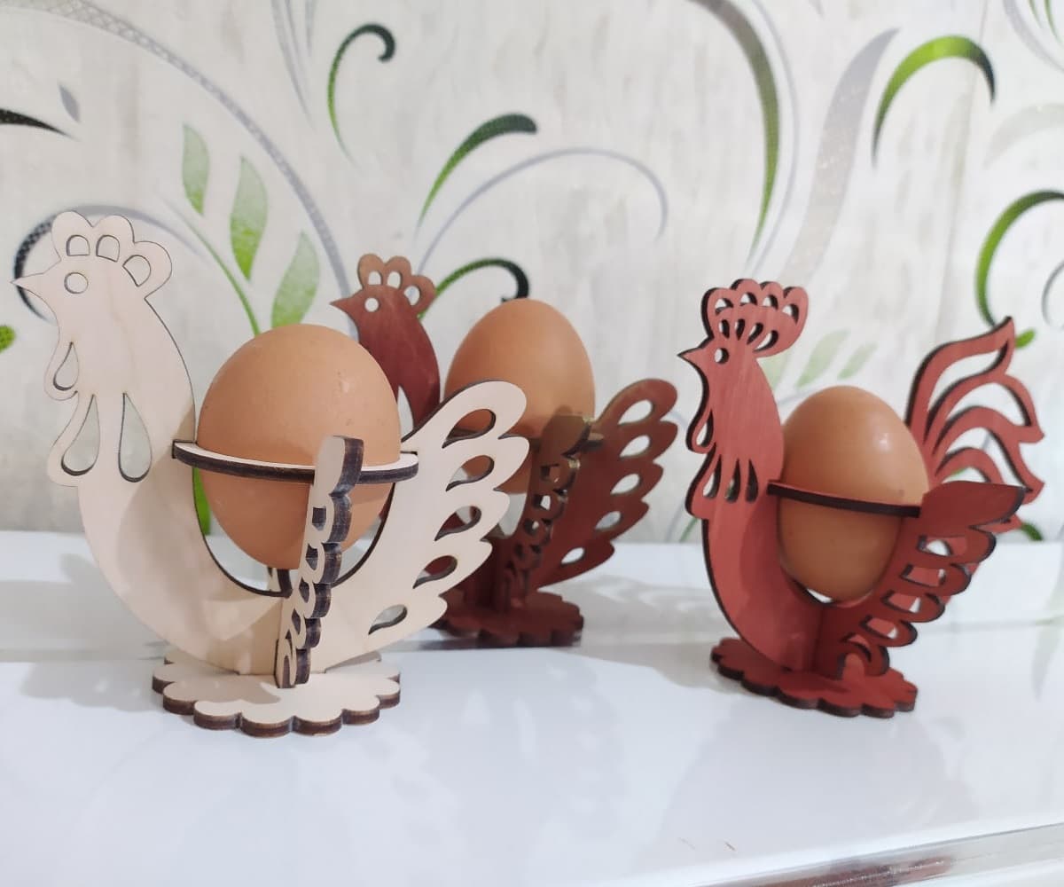 Easter Rooster Egg Stand Laser Cut Vector Design