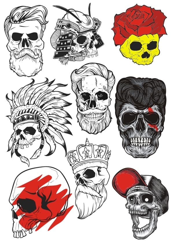 Edgy Skull Collection Vector Set for Laser Cutting