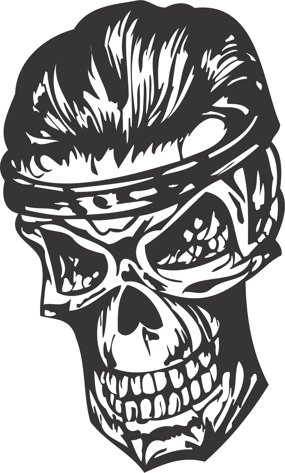 Edgy Skull Head Vector Art DXF for Laser Cutting