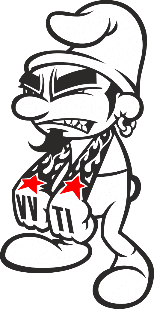 Edgy Tattooed Smurf Character Vector File for CNC Cutting
