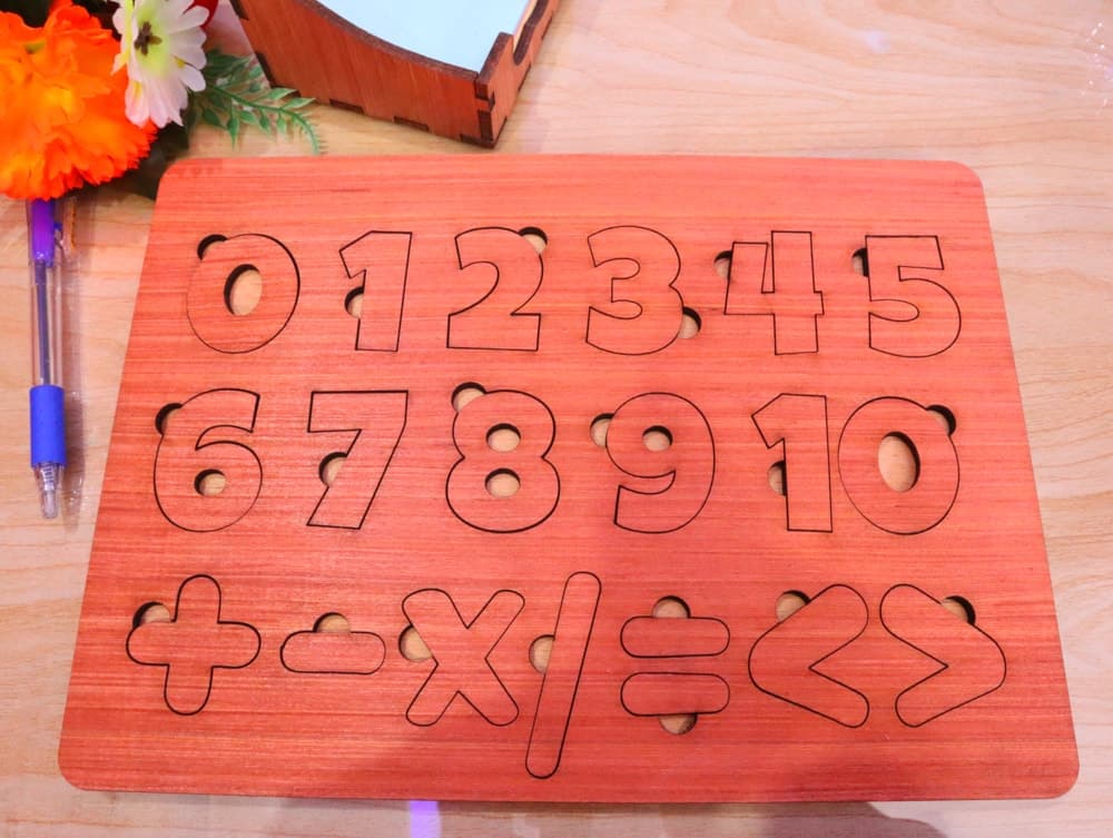 Educational Math Numbers Puzzle Board Vector File for Laser Cutting
