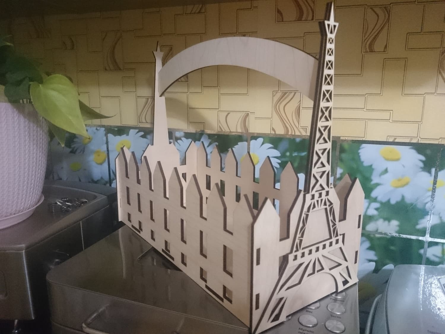 Eiffel Tower Basket Laser Cut File - Free Vector Download