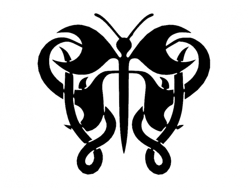 Elegant Abstract Butterfly Vector Design DXF File
