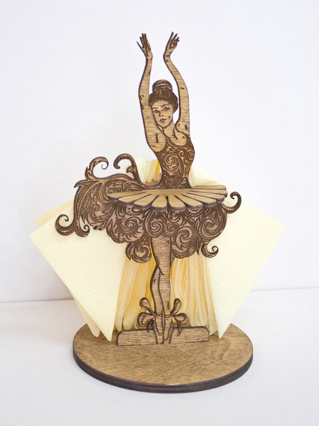 Elegant Ballerina Napkin Holder Vector File for Laser Cutting