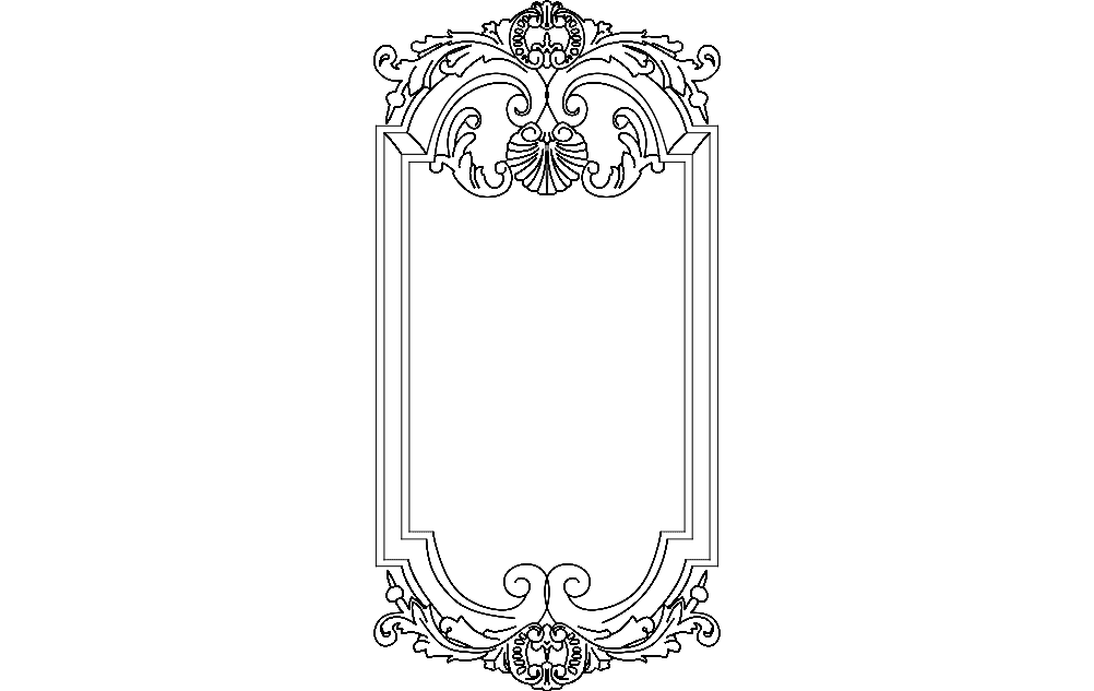 Elegant Baroque Decorative Frame Vector Laser Cut File