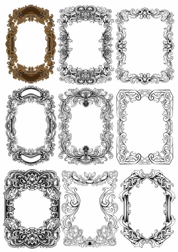 Elegant Baroque Decorative Frames Set Free Vector File