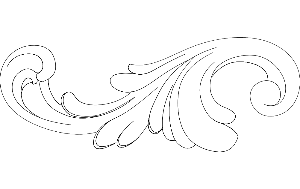 Elegant Baroque Scroll Ornament Vector DXF File