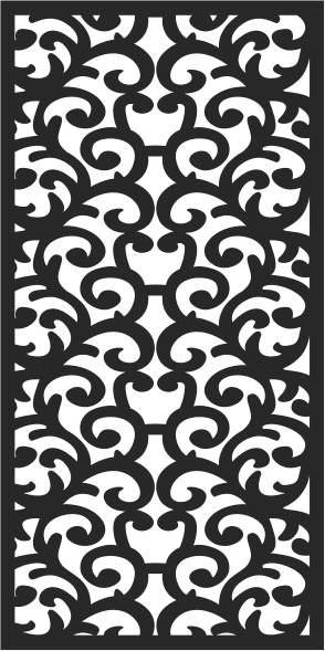 Elegant Baroque Scroll Screen Panel DXF Vector File