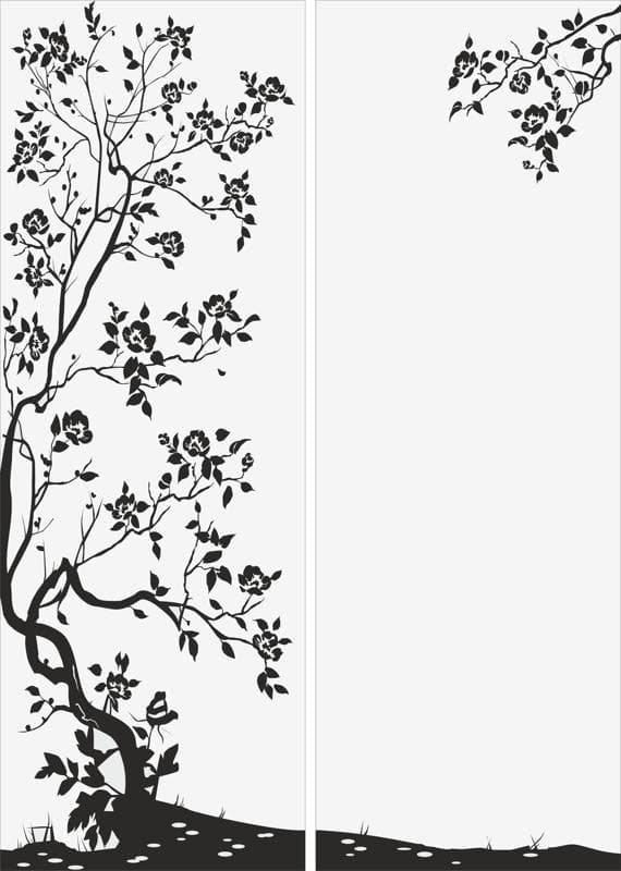 Elegant Blooming Tree Decorative Screen Panel Vector